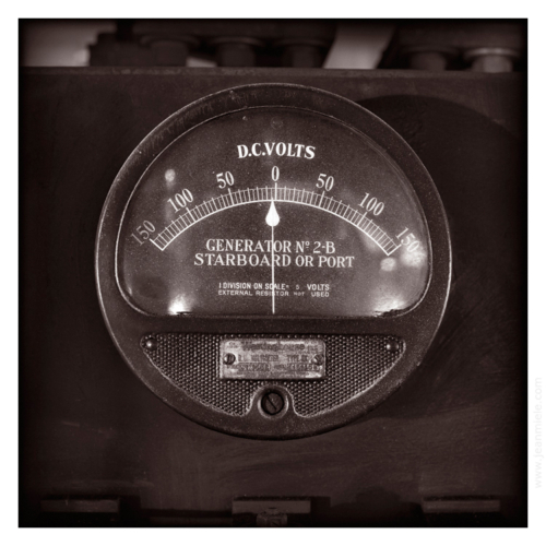 Hand-Painted DC Voltmeter. Fireboat JJ Harvey. NY. December 2011.