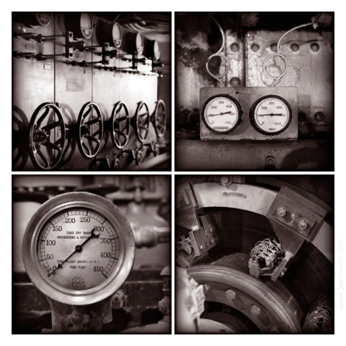 Engine Room Details. Fireboat JJ Harvey. NY. May 2012.